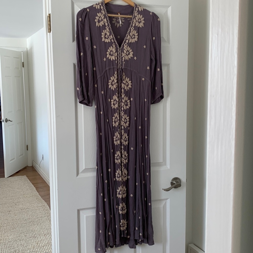 Free people embroidered fable midi dress